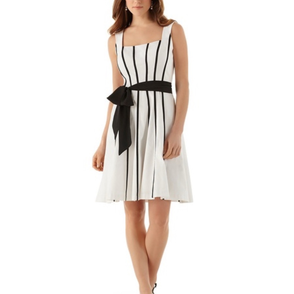 WHITE HOUSE BLACK MARKET WHBM Derby Dress Sz 6 Sleeveless Fit & Flare Striped